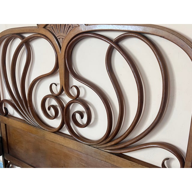 Brown Austrian Bentwood Queen Sized Bed by Jacob & Josef Kohn, 1900 For Sale - Image 8 of 8