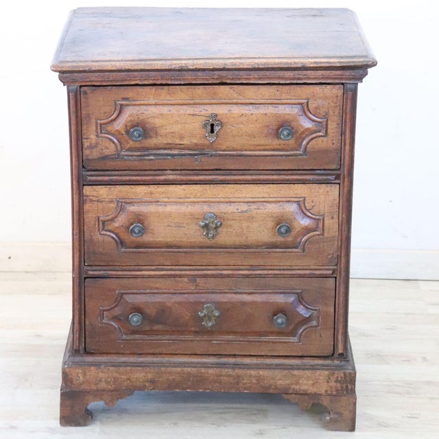 Antique Walnut Nightstand with 3 Drawers, 1600s For Sale - Image 12 of 17