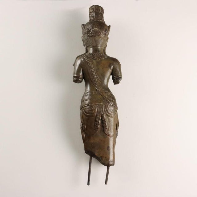 Antique 20th Century Bronze Bodhisattva Sculpture, Cambodia For Sale - Image 11 of 13