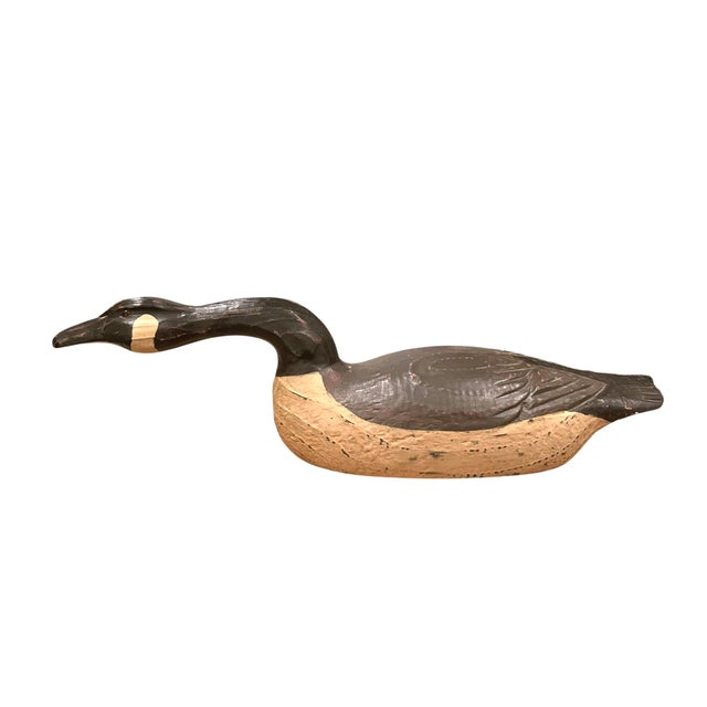 American Vintage Folk Art Hand Carved & Painted Wooden Swimming Canadian Goose Decoy / Carving / Sculpture, Circa 1930 For Sale - Image 3 of 7