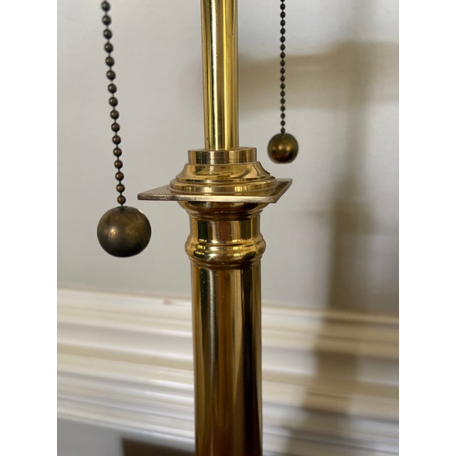 Vintage French Empire-Style Brass Column Table Lamp With Black Stone Base For Sale - Image 9 of 13