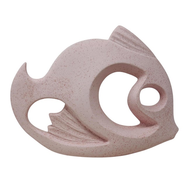 This stunning vintage ceramic fish sculpture captures the playful energy of 1980s Postmodern design, reminiscent of the...