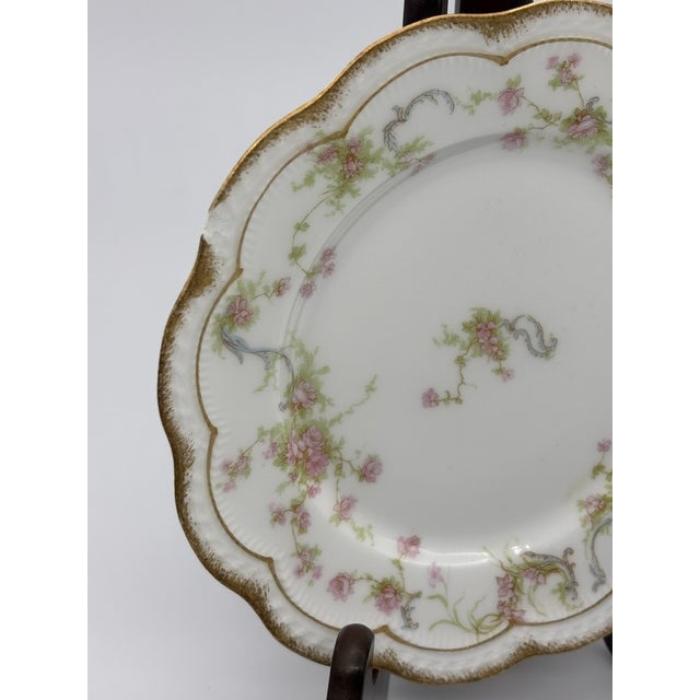 White Limoges France,Haviland Plate, Hand Painted Floral and Gilt, With Distribution Mark For Sale - Image 8 of 9