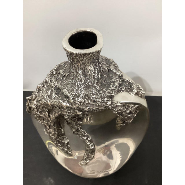 d'Argenta Silver Plated Concave Flower Vase For Sale - Image 4 of 6