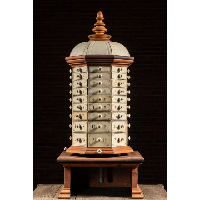 Wood Early 20th Century 72-Drawer Wooden Rotating Parts Cabinet For Sale - Image 7 of 11