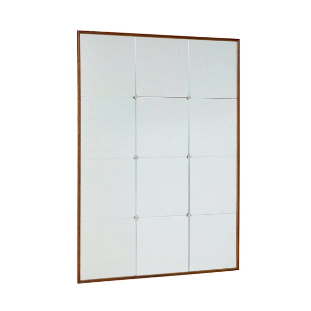 Mid-Century Modern Scandinavian Segmented Wall Mirror in Oak Frame, 1960 For Sale - Image 4 of 6