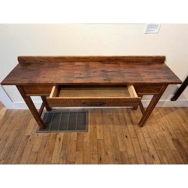 Wood Contemporary Reclaimed Maine Barn Wood Sofa Console Table – 1 Piece For Sale - Image 7 of 8