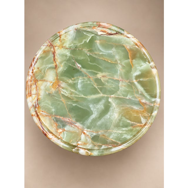 Handcrafted Green Onyx Pedestal Table – Natural Stone Round Accent & Side Table For Sale In New York - Image 6 of 10