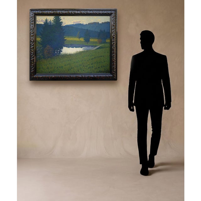 Bahndorf Heribert, Lakeside Landscape, 1930, Oil Painting on Cardboard, Framed For Sale - Image 6 of 18
