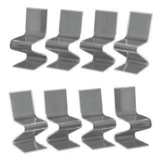 Modern Clear Acrylic "Z" Dining Chairs, 8 For Sale