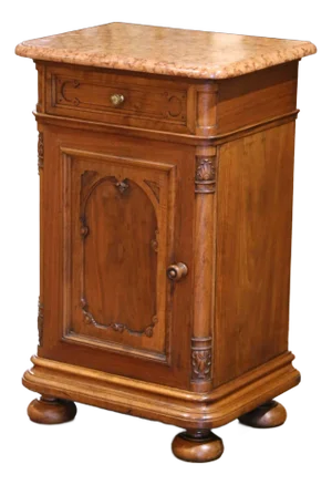 19th Century French Louis Philippe Walnut Nightstand With Marble Top