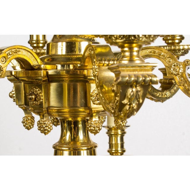 Early 20th Century French Louis XIV Style Twelve Branch Ormolu Chandelier For Sale - Image 6 of 11