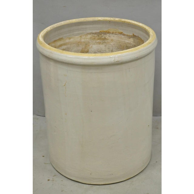 Antique 30 Gallon Cobalt Blue Star Stoneware Glazed Farmhouse Crock Pot For Sale - Image 16 of 18
