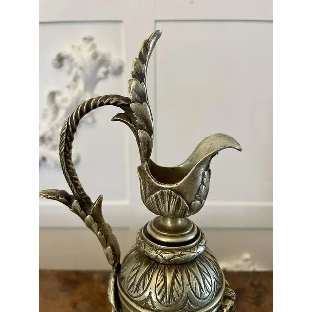 Metal Victorian Ornate Brass Ewers, 1860s, Set of 2 For Sale - Image 7 of 9