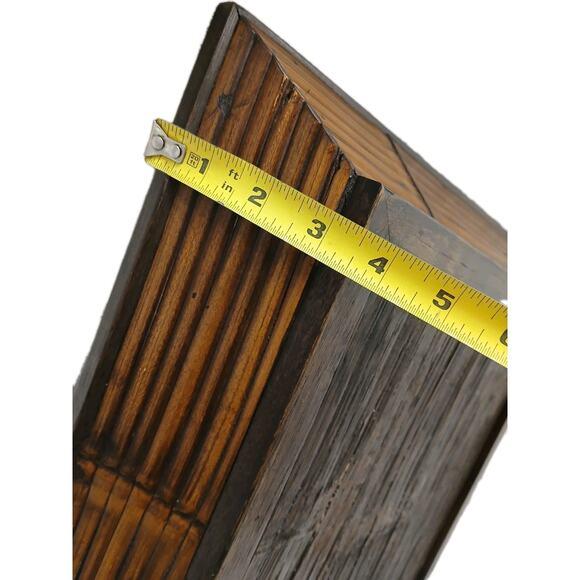 Vintage Asian 16" Dark Wood & Bamboo Serving Tray Ethnic Home Decor Party For Sale - Image 14 of 14