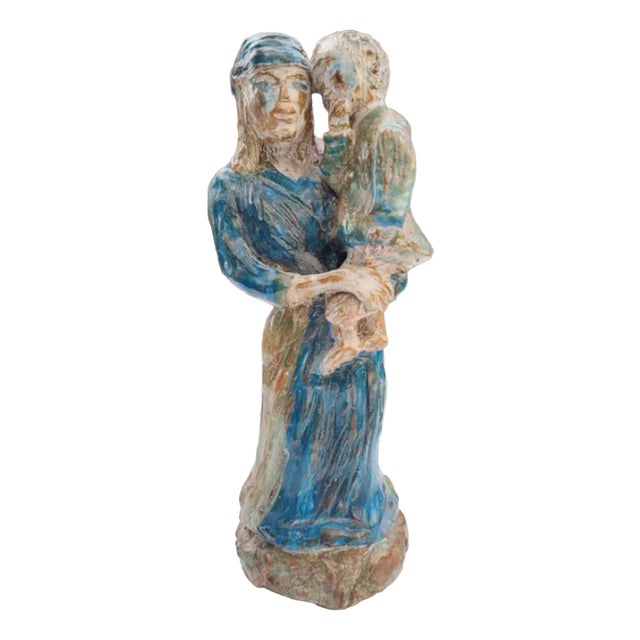 Pre-War Ceramic-Coated Cast Iron Figurine of the Virgin Mary, 1890s-1910s For Sale