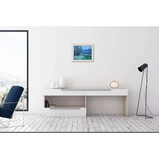 Blue Modern Contemporary Impressionist Oil Painting Landscape For Sale - Image 8 of 12