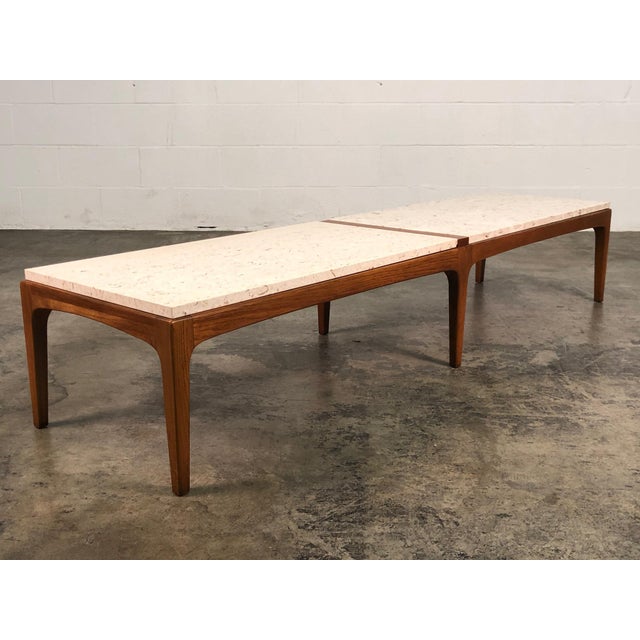 Lane Rhythm MidCentury Modern Coffee Table With Travertine Top Long