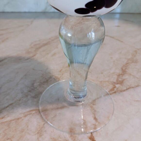 1970s Vintage Murano Martini Drinking Glass Handblown White Brown Spots Art Deco Cocktail For Sale - Image 5 of 11