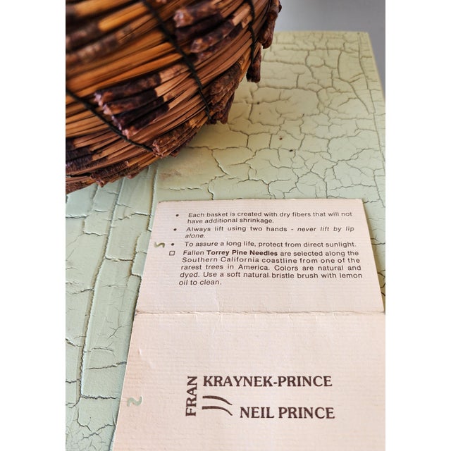 Late 20th Century Torrey Pine Needle Basket by Fran Kraynek-Prince and Neil Prince For Sale - Image 14 of 16