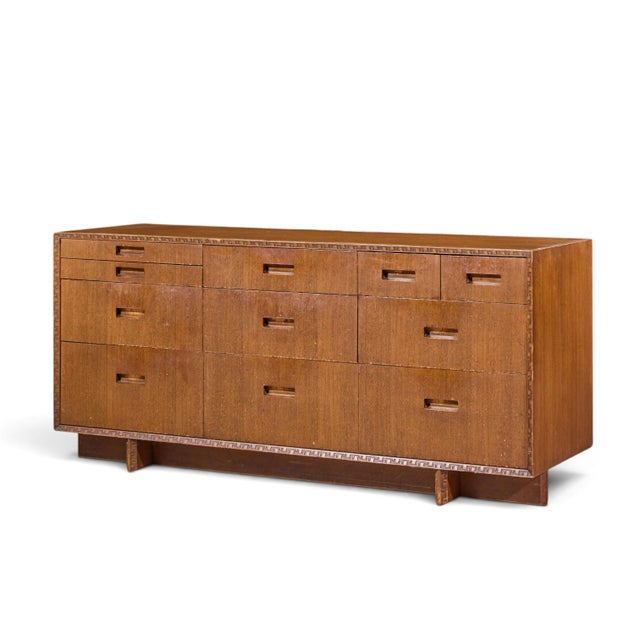 Mid-Century Modern Frank Lloyd Wright for Henredon Taliesin Mid Century 11 Drawer Mahogany Lowboy Dresser For Sale - Image 3 of 11
