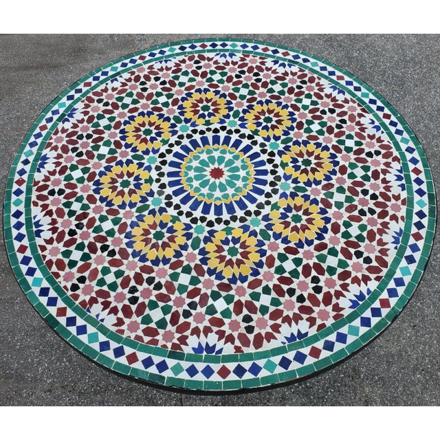 Moroccan 40" Moroccan Mosaic Multi-Color Beldia Zina Table For Sale - Image 3 of 7