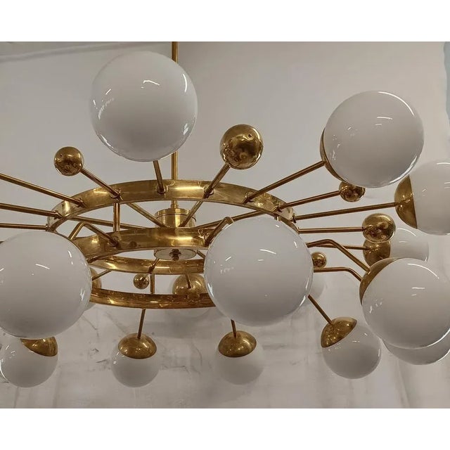 Murano Art Glass and Brass Midcentury Chandelier For Sale - Image 9 of 11