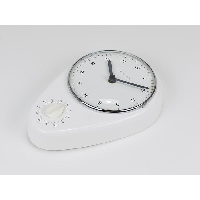 Max Bill Mid-Century Modern White Wall Clock & Timer by Max Bill for Junghans, Germany, 1950s For Sale - Image 4 of 16