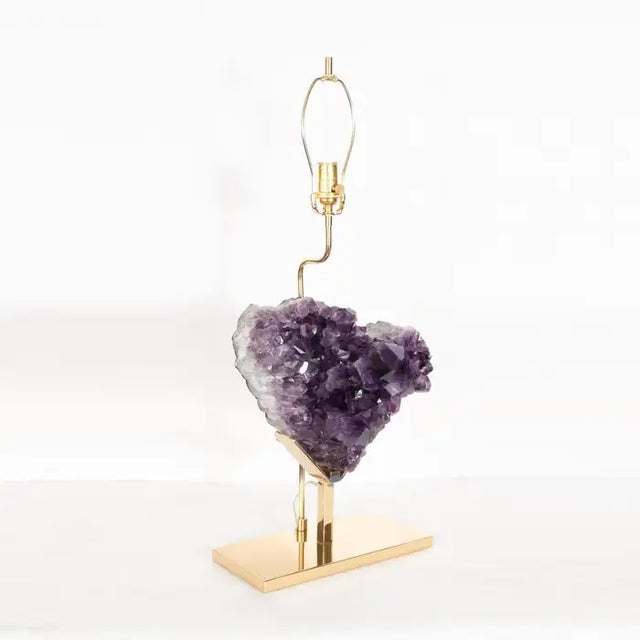Metal Early 21st Century Single Natural Amethyst Fragment Table Lamp For Sale - Image 7 of 12