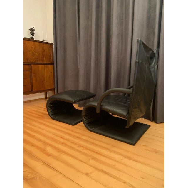 Ligne Roset Set of Zen Armchair and Ottoman by Claude Brisson for Ligne Roset, France, 1980s For Sale - Image 4 of 13