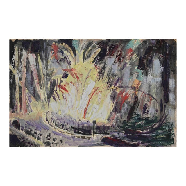 Unknown - Fireworks at Night - Original Drawing - 1940s For Sale
