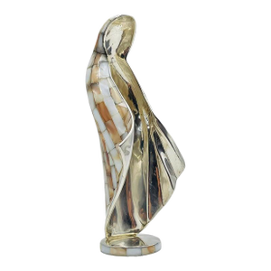 1980s Silver & Mother of Pearl Shell Madonna Sculpture by Emilia Castillo/Los Castillo