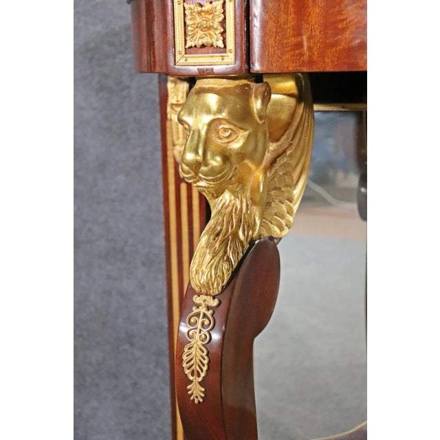 Mid-Century Modern Fine Quality Mirrored Bronze Lion Ormolu Russian Style Console Table For Sale - Image 3 of 11