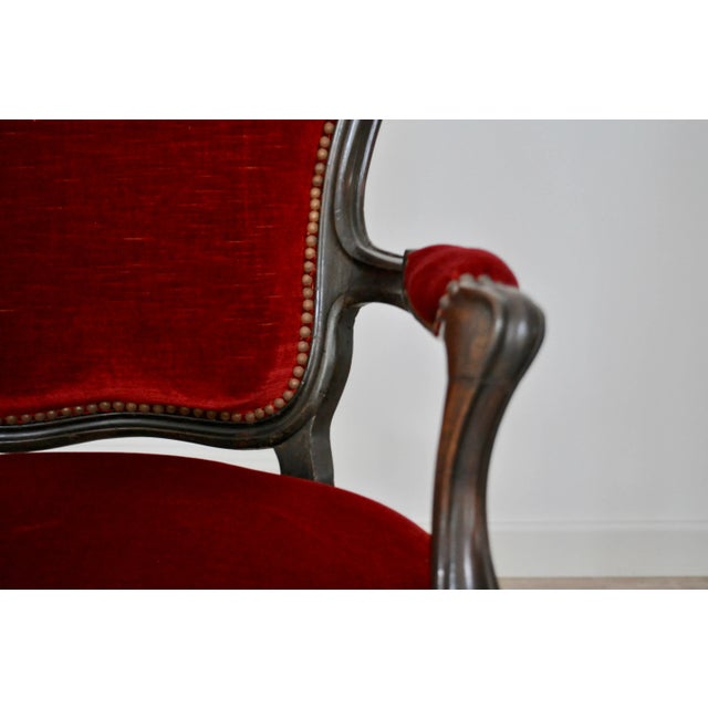 Set of Antique Louis Philippe Style Italian Lounge Chairs For Sale - Image 4 of 5