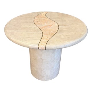 Vintage Tessellated Travertine Side Table by Casa Bique For Sale