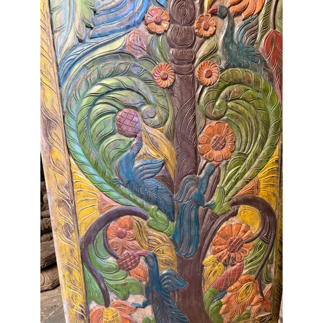 Celebrate timeless craftsmanship with this vintage hand-painted Tree of Life wood wall panel, beautifully adorned with...
