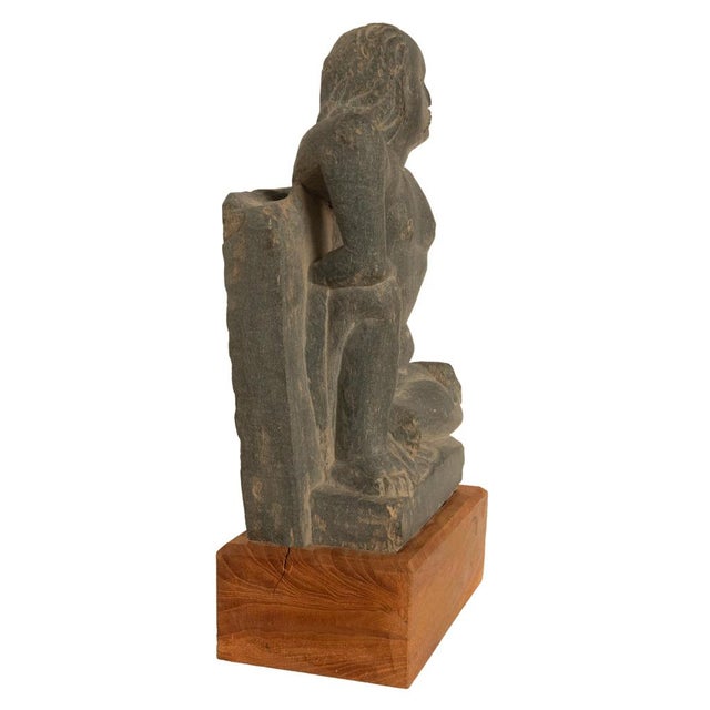 Ancient Gandhara Buddhist Carved Schist Statue of Atlas Kushan Empire 300 Ad For Sale In Portland, OR - Image 6 of 15