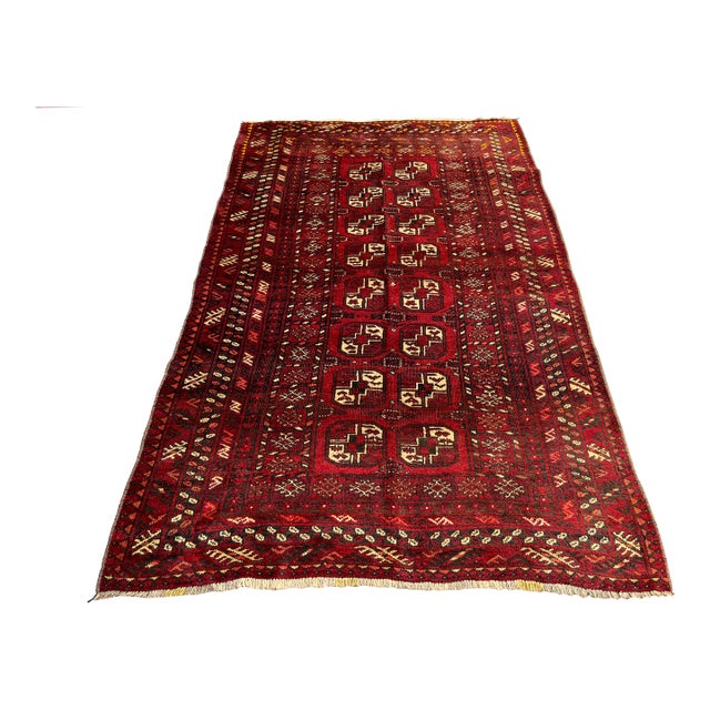 Vintage Afghan Ersari Turkmen Bokhara Gul Rug - 6'7" X 4'1" For Sale