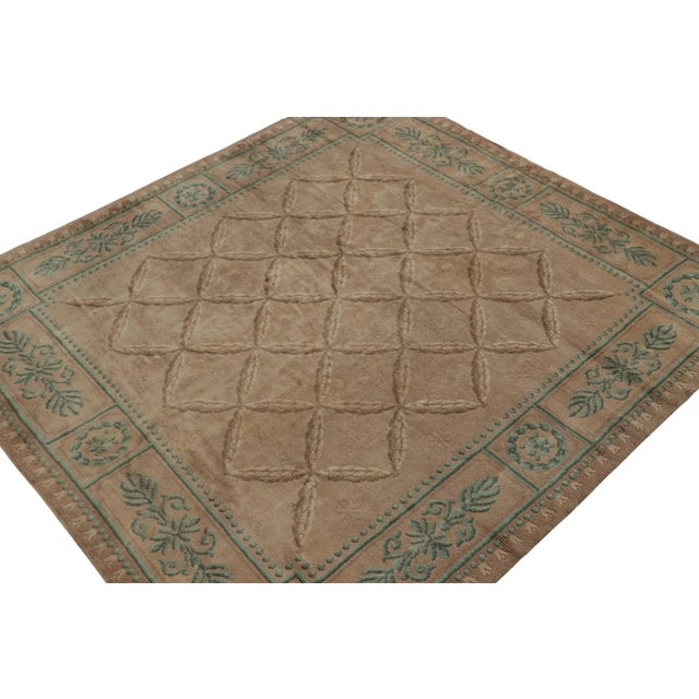 Rug & Kilim Late 19th Century Antique Savonnerie Rug in Beige-Brown & Green Floral Patterns, From Rug & Kilim For Sale - Image 4 of 8