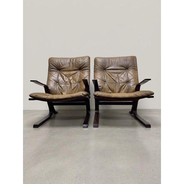 Norwegian Lounge Chairs with Ottoman by Elsa & Nordahl Solheim, Set of 3 For Sale - Image 9 of 9
