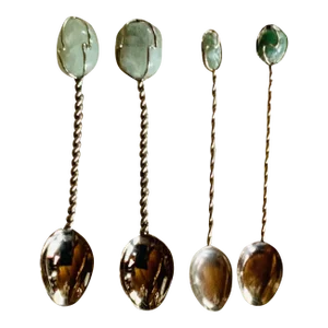 Set of Four Mid-Century Brazilian Sterling Silver Artisanal Spoons