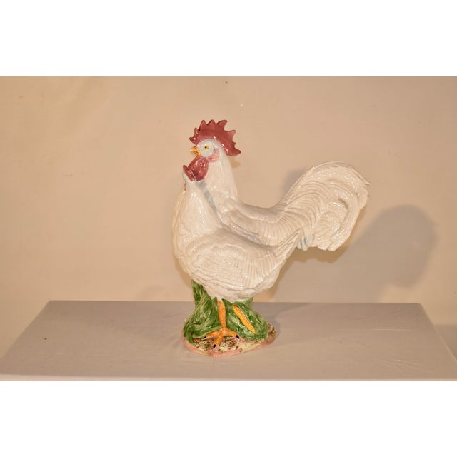 French Country Vintage Ceramic Vietri Rooster and Hen Sculpture, Circa 1980's For Sale - Image 3 of 15