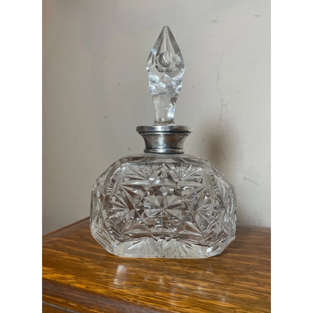 Antique Wolfsky & Co Sterling Silver Cut Crystal Scent Cologne Perfume Bottle For Sale - Image 10 of 12