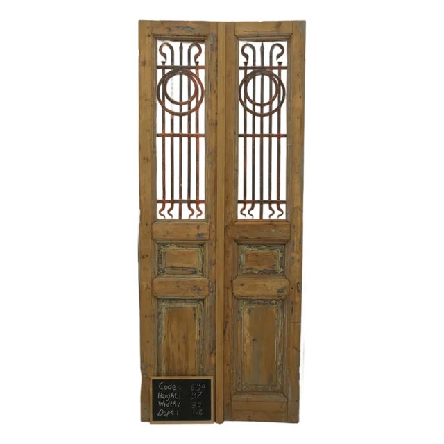 Late 19th Century Double French Doors With Metal/Glass - A Pair For Sale