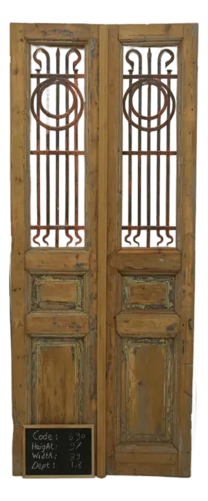 Late 19th Century Double French Doors With Metal/Glass - A Pair