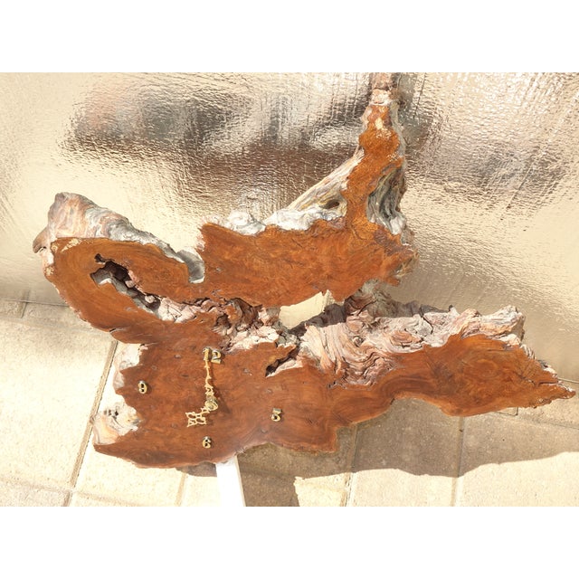 Vintage Live Edge Burl Redwood Wall Clock For Sale - Image 15 of 15
