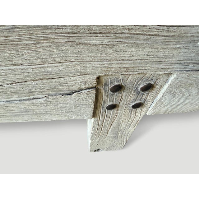 2010s Andrianna Shamaris Impressive Teak Wood Log Style Bench For Sale - Image 5 of 5