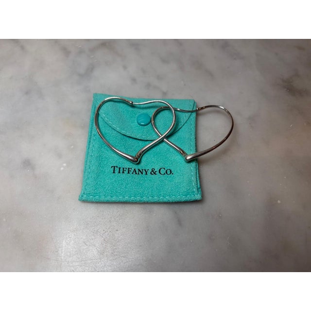 Tiffany & Co. Sterling Silver Elsa Peretti Open Heart Earrings 9.36g, Pair For Sale - Image 6 of 6