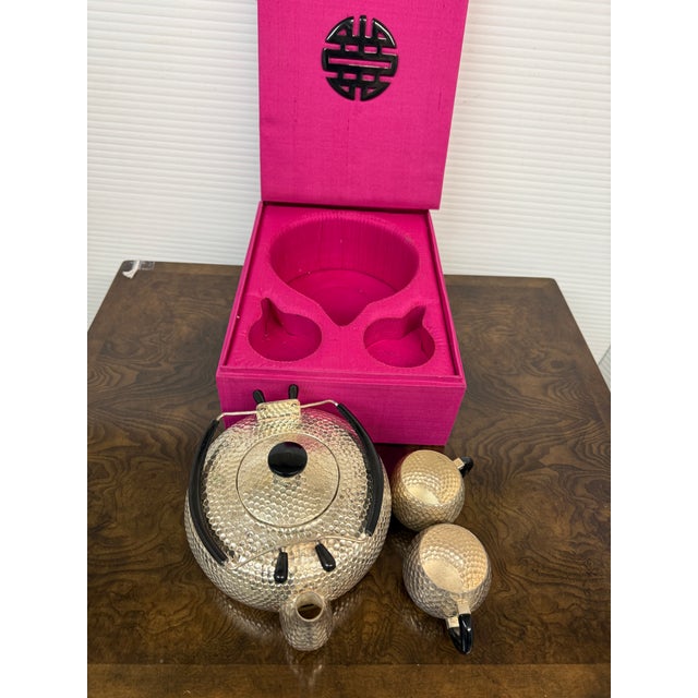 Japanese Hammered Steel Tea-Set in Box For Sale - Image 11 of 12