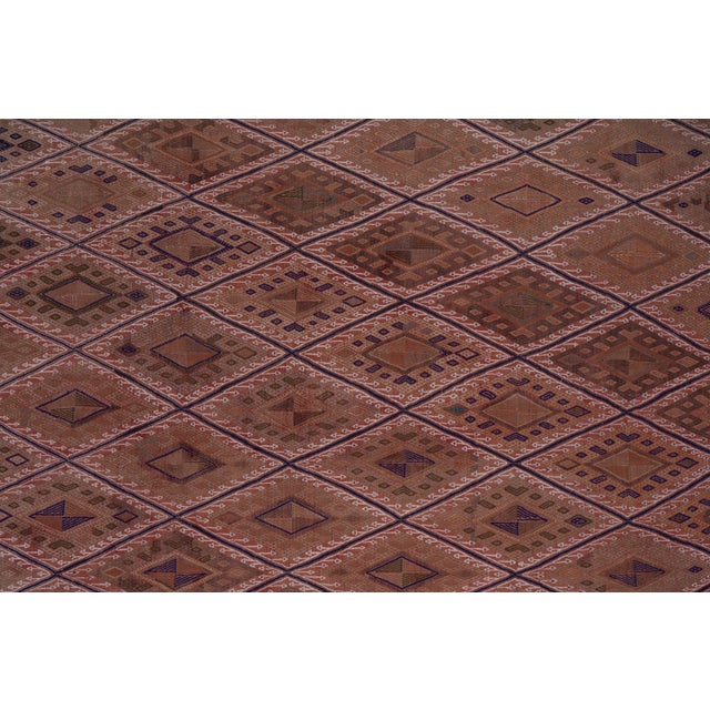 1960s Turkish Wool Pink Jajim Kilim Rug 5'5'' X 7'8'' For Sale - Image 6 of 10